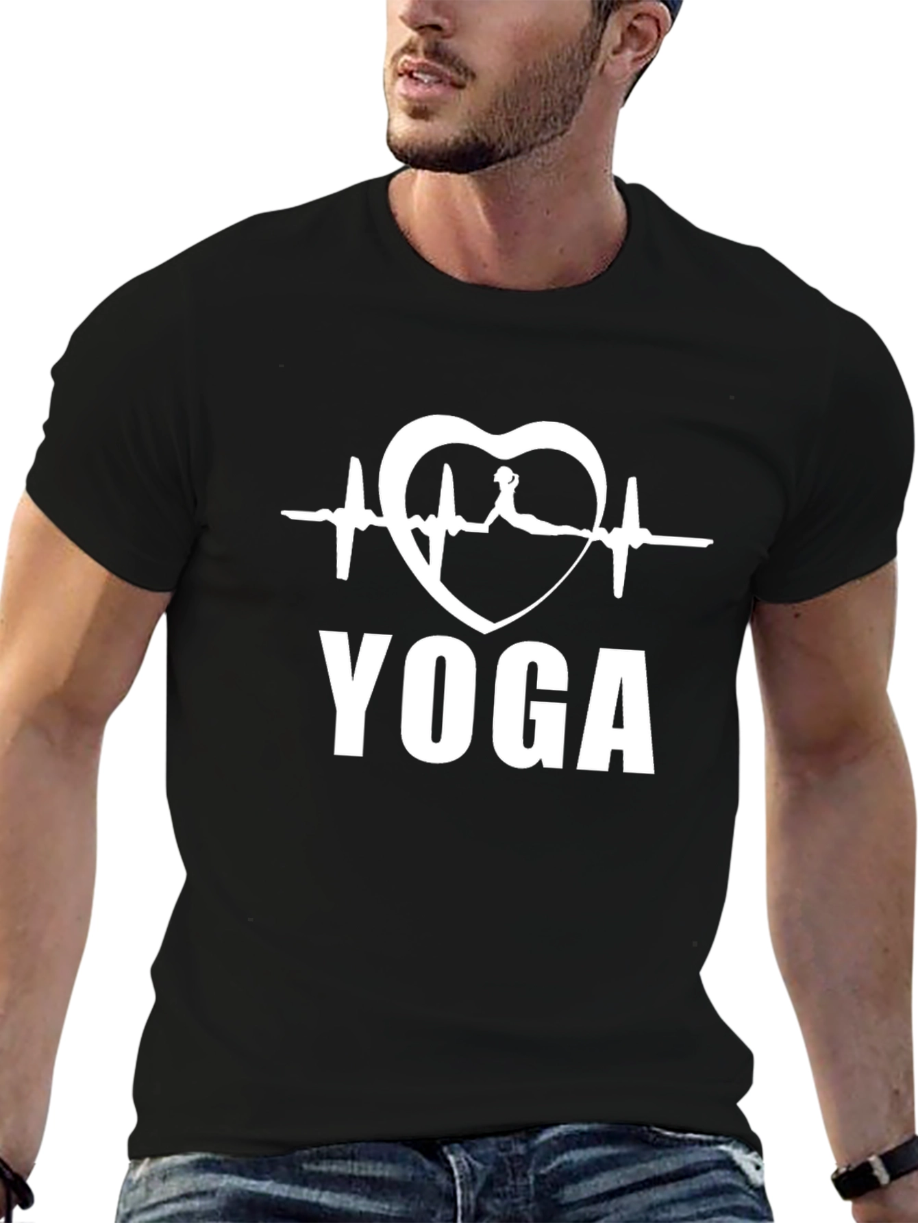 Yoga Heartbeat T-Shirt - Black Cotton Tee