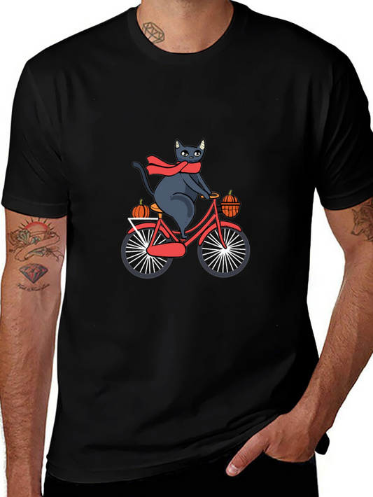 Cat on Bike T-Shirt - Halloween Fall Design