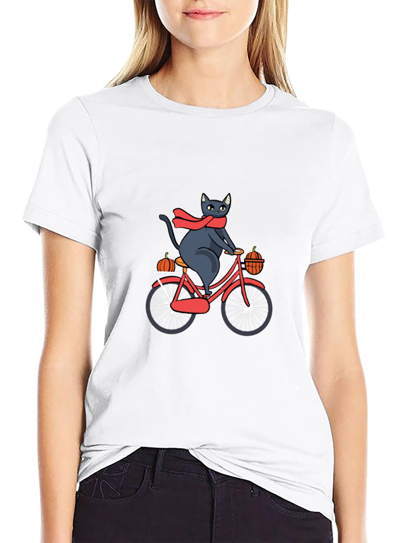 Cat on Bike T-Shirt - Halloween Fall Design