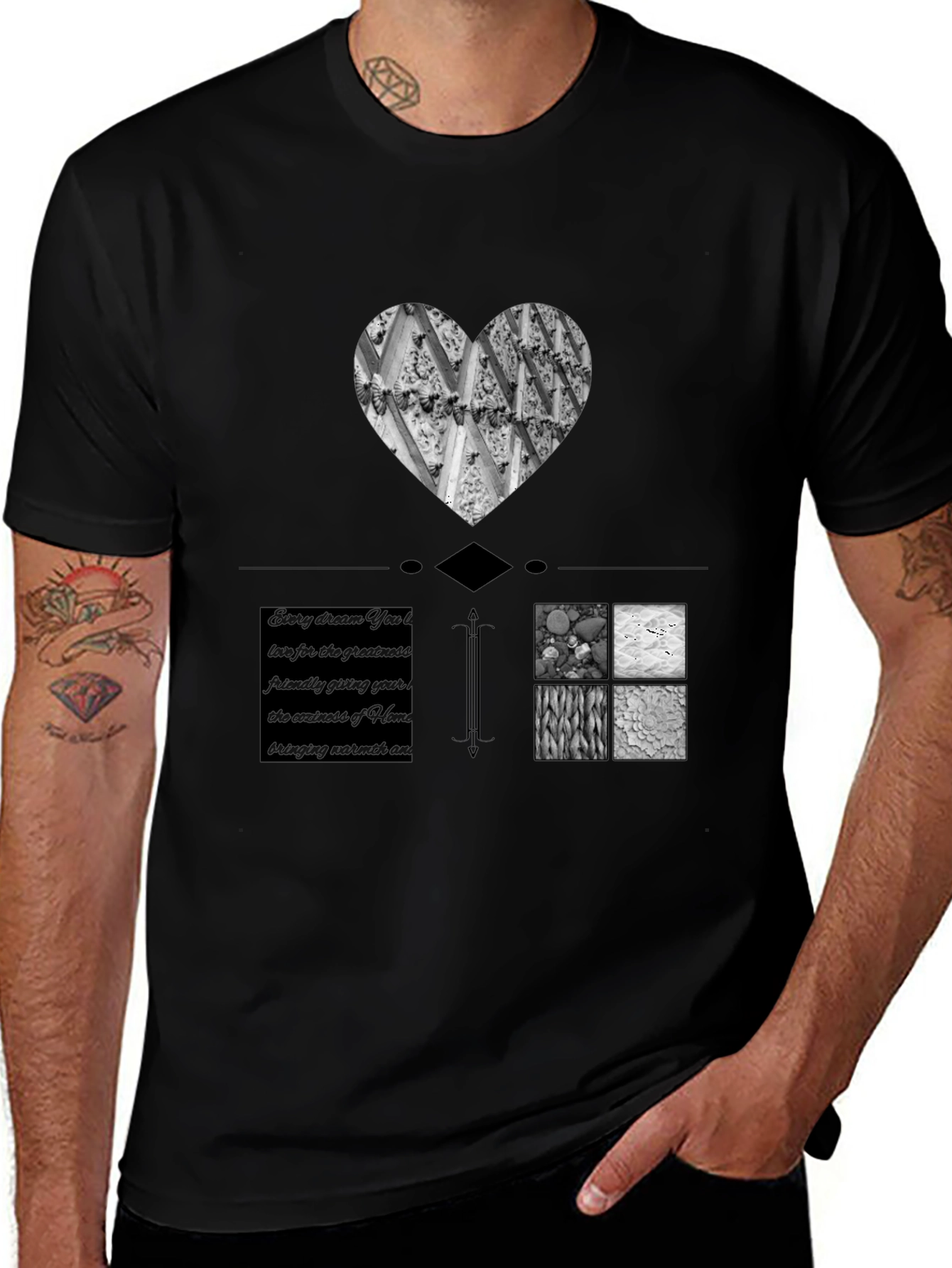 Artistic Graphic Print Black T-Shirt