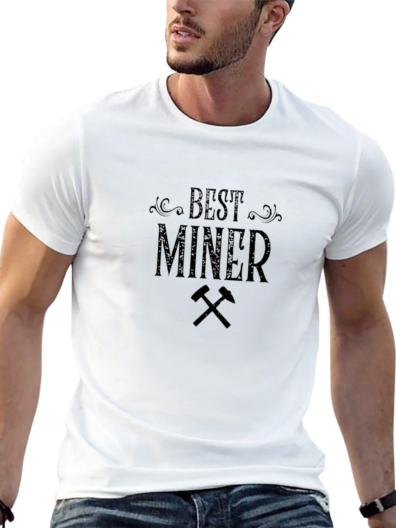 Best Miner Graphic Tee - Black Crew Neck
