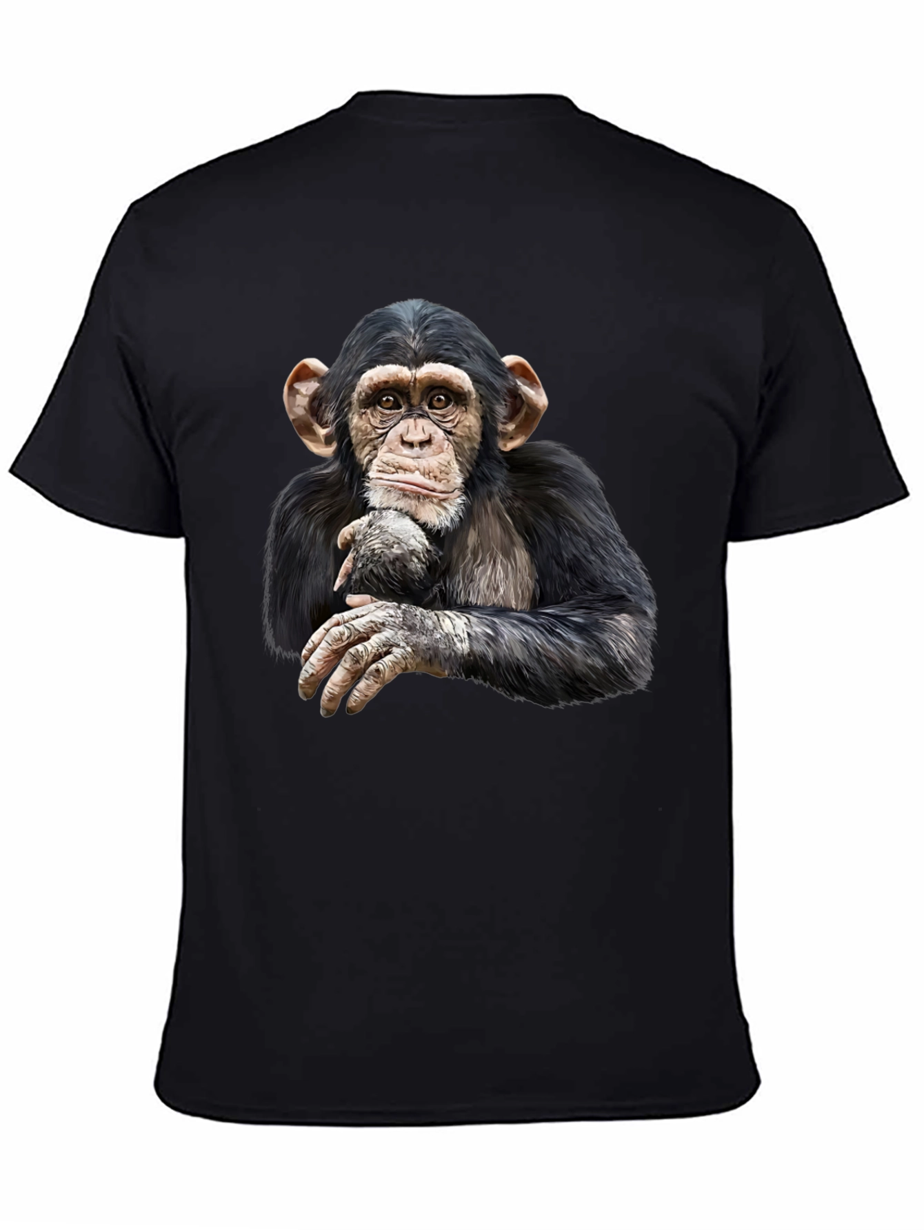 Chimpanzee Graphic Tee - Black Cotton T-Shirt
