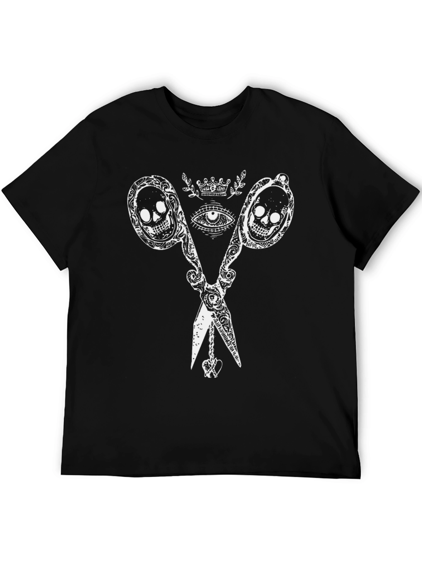 Skull Scissors Graphic Tee - Edgy Fashion