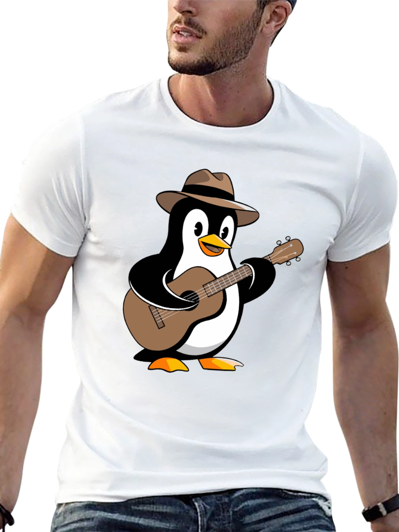 Penguin Guitarist T-Shirt - Music Lover Tee