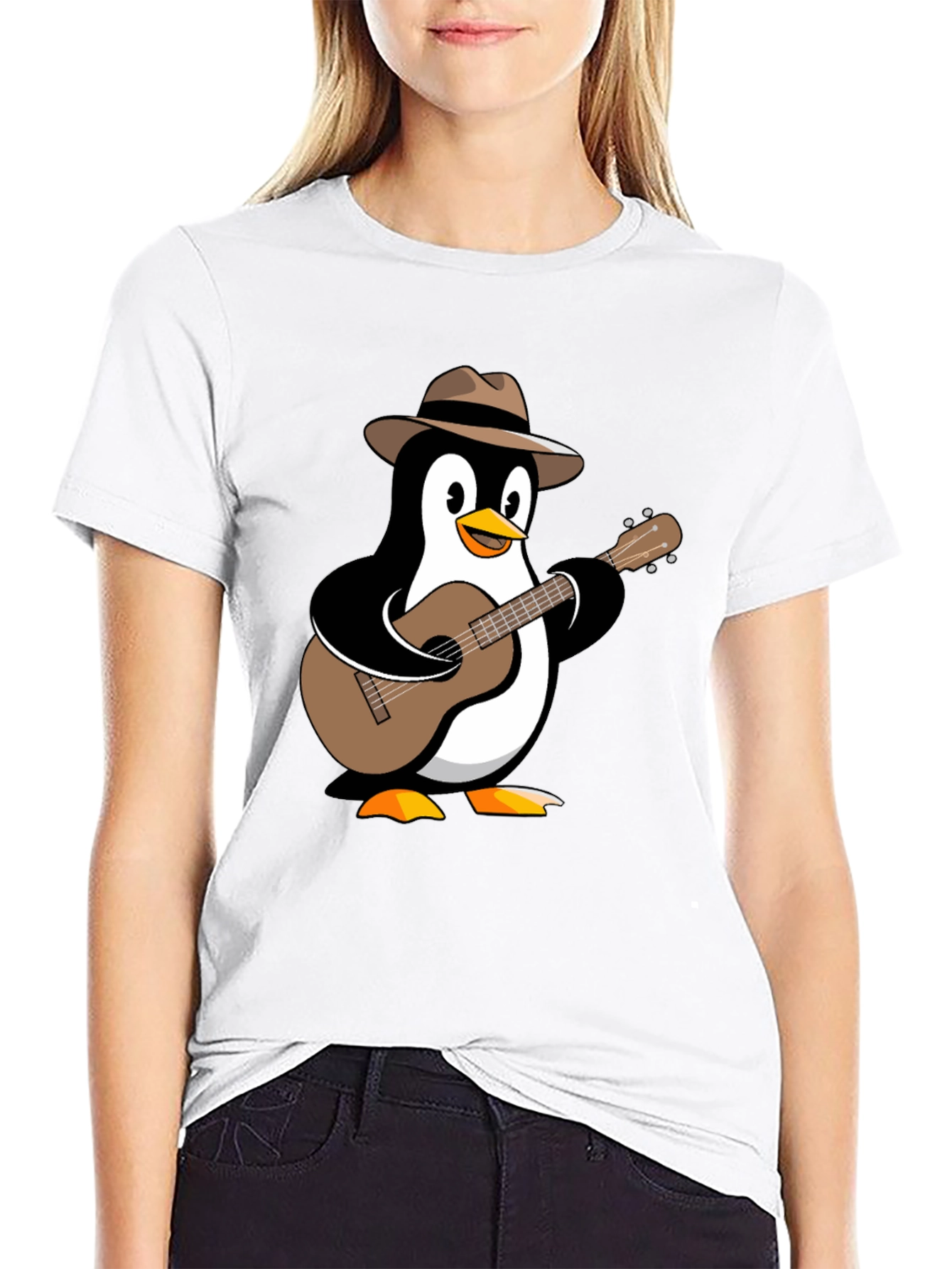 Penguin Guitarist T-Shirt - Music Lover Tee