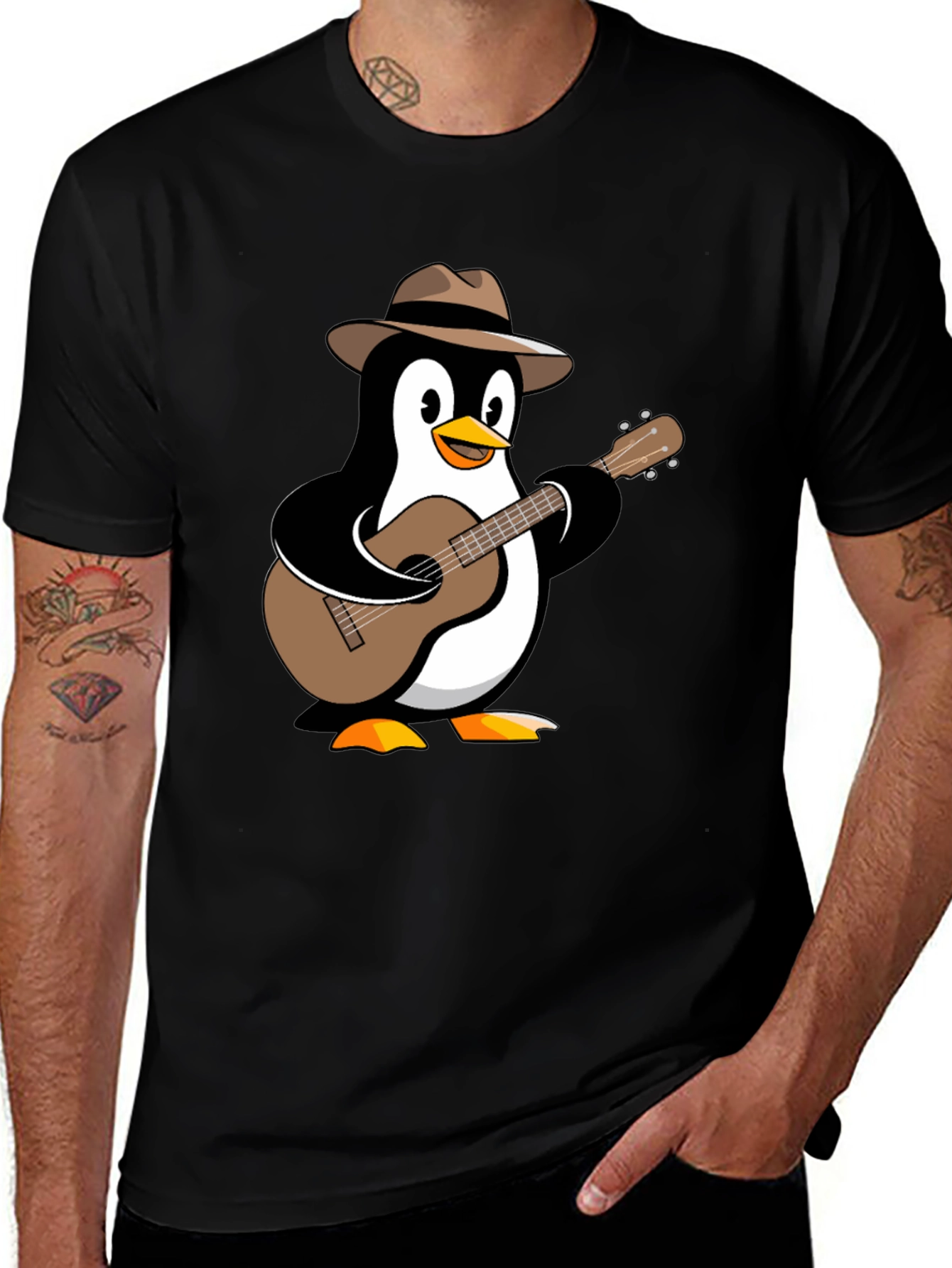 Penguin Guitarist T-Shirt - Music Lover Tee