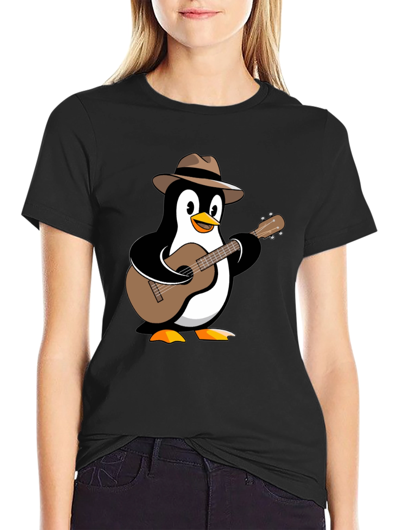 Penguin Guitarist T-Shirt - Music Lover Tee