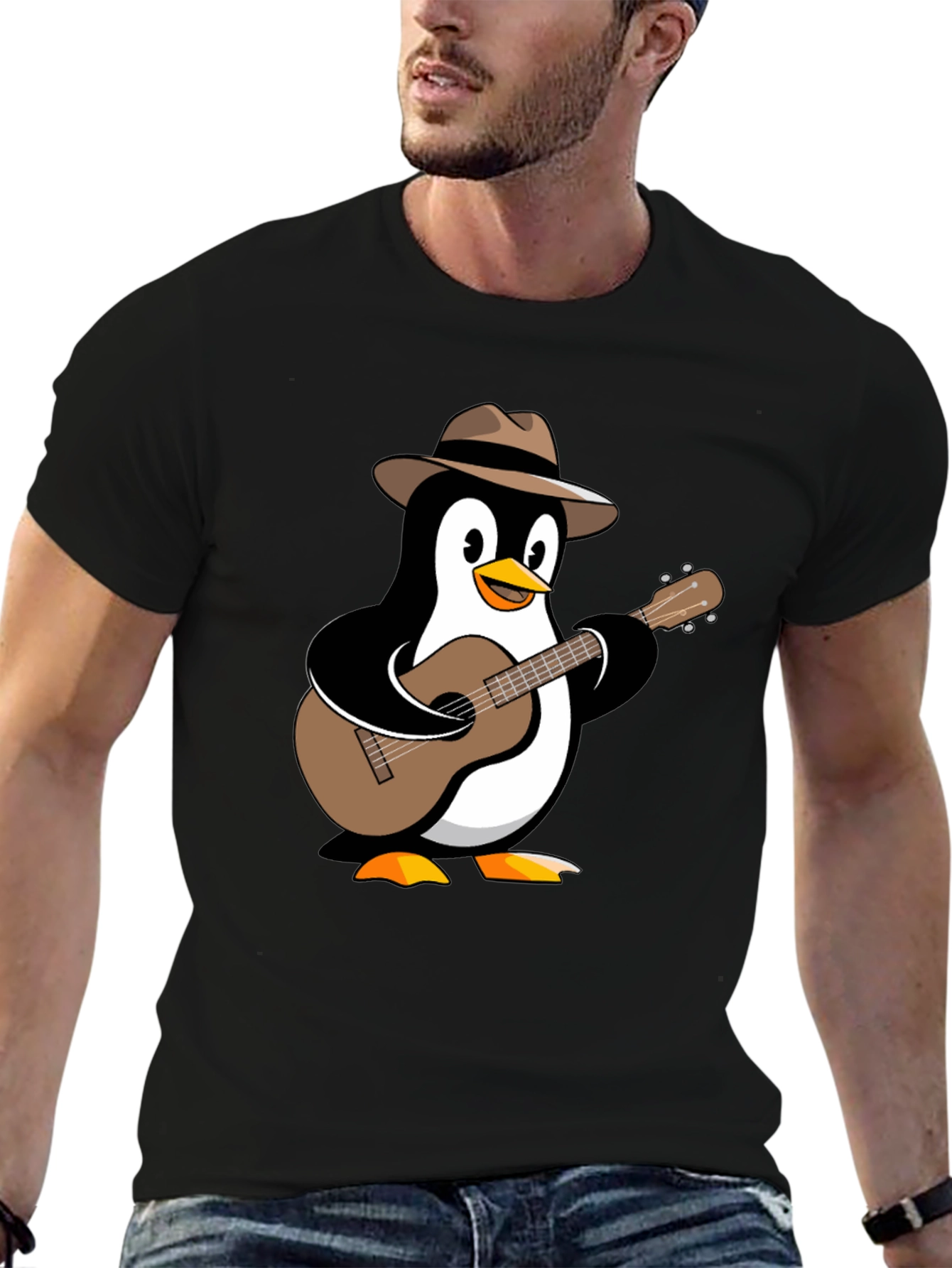 Penguin Guitarist T-Shirt - Music Lover Tee