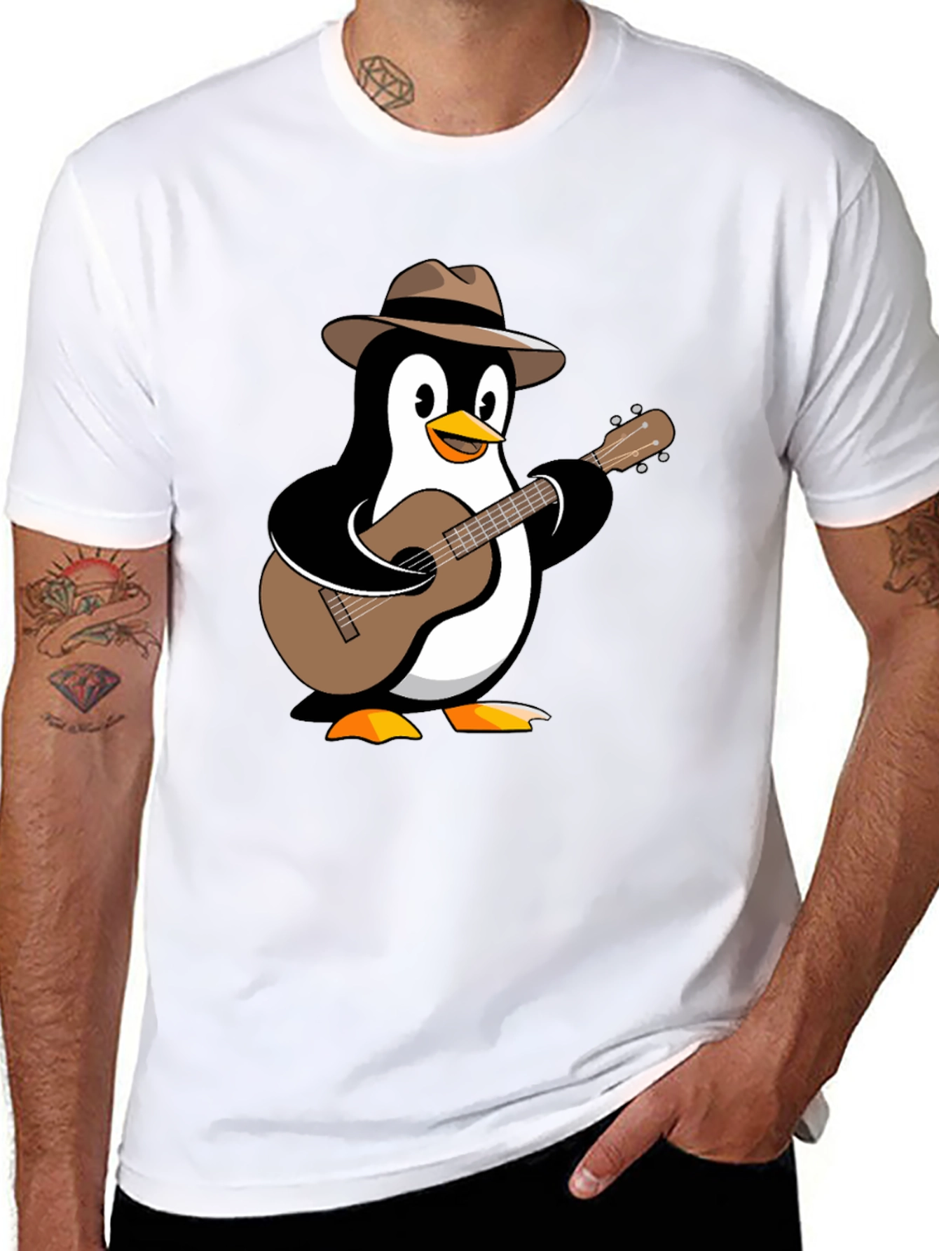 Penguin Guitarist T-Shirt - Music Lover Tee