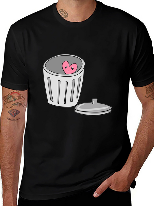 Heart in Trash Can Graphic T-Shirt - Black