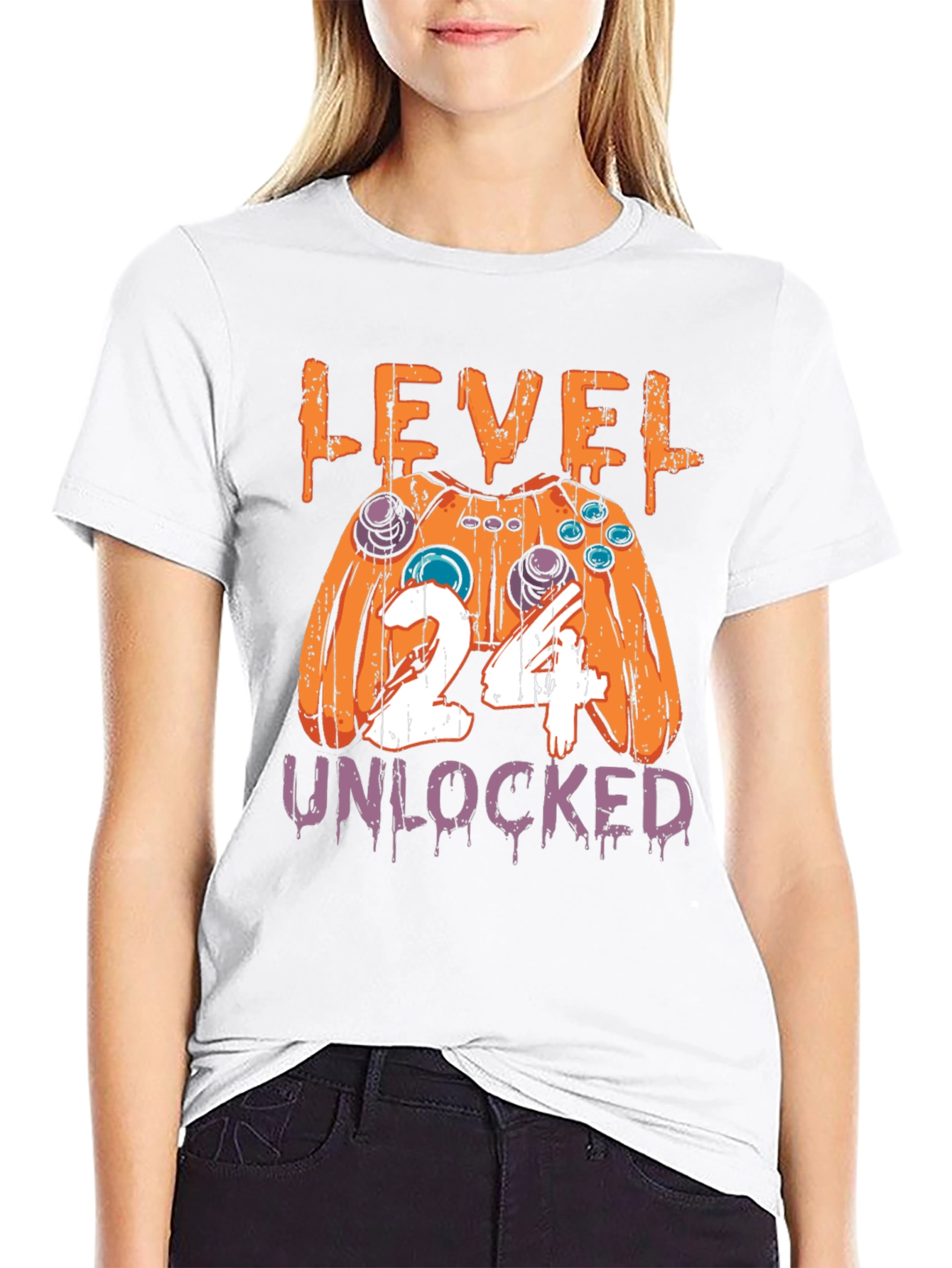 Level 24 Unlocked T-Shirt Gamer Birthday Gift