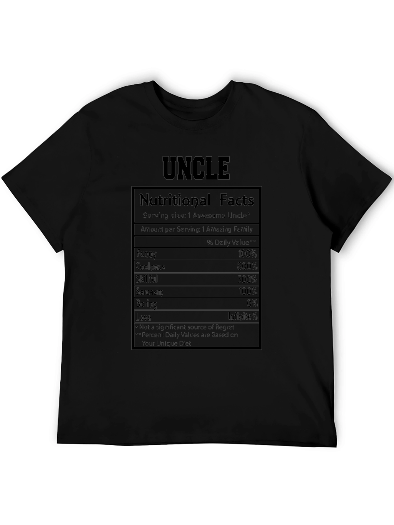 Awesome Uncle Nutritional Facts T-Shirt