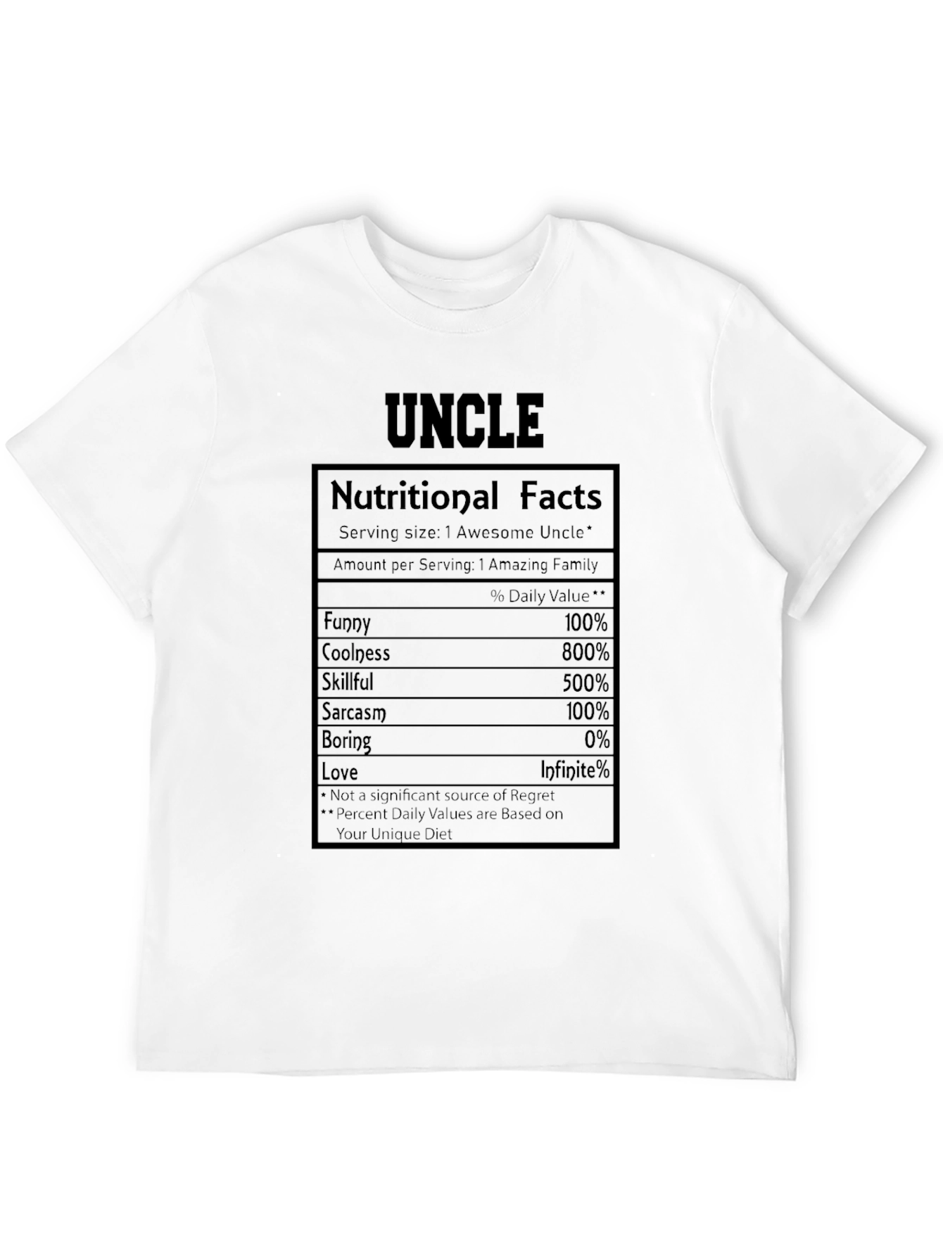 Awesome Uncle Nutritional Facts T-Shirt
