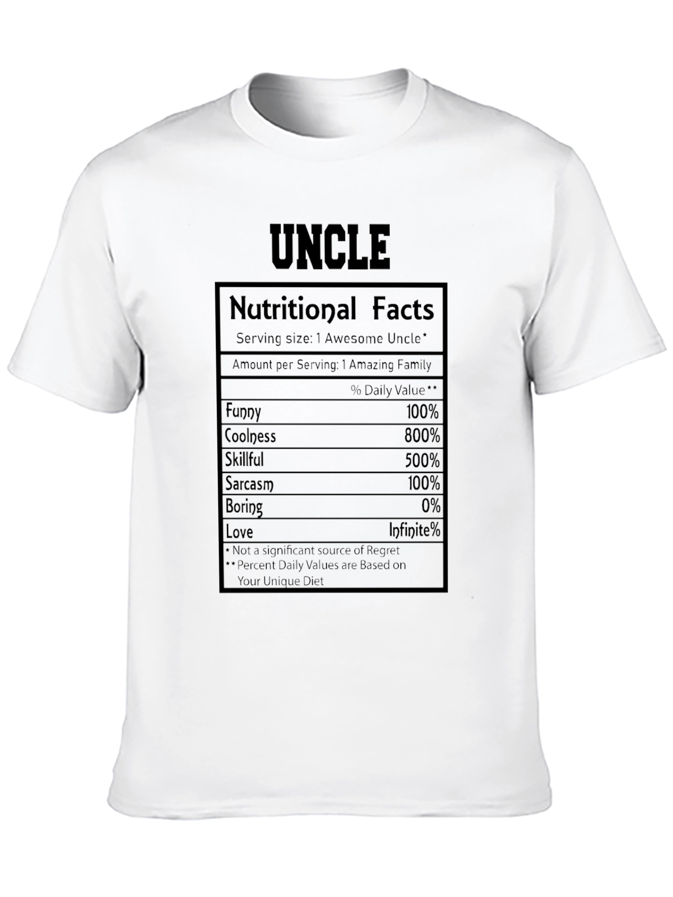 Awesome Uncle Nutritional Facts T-Shirt