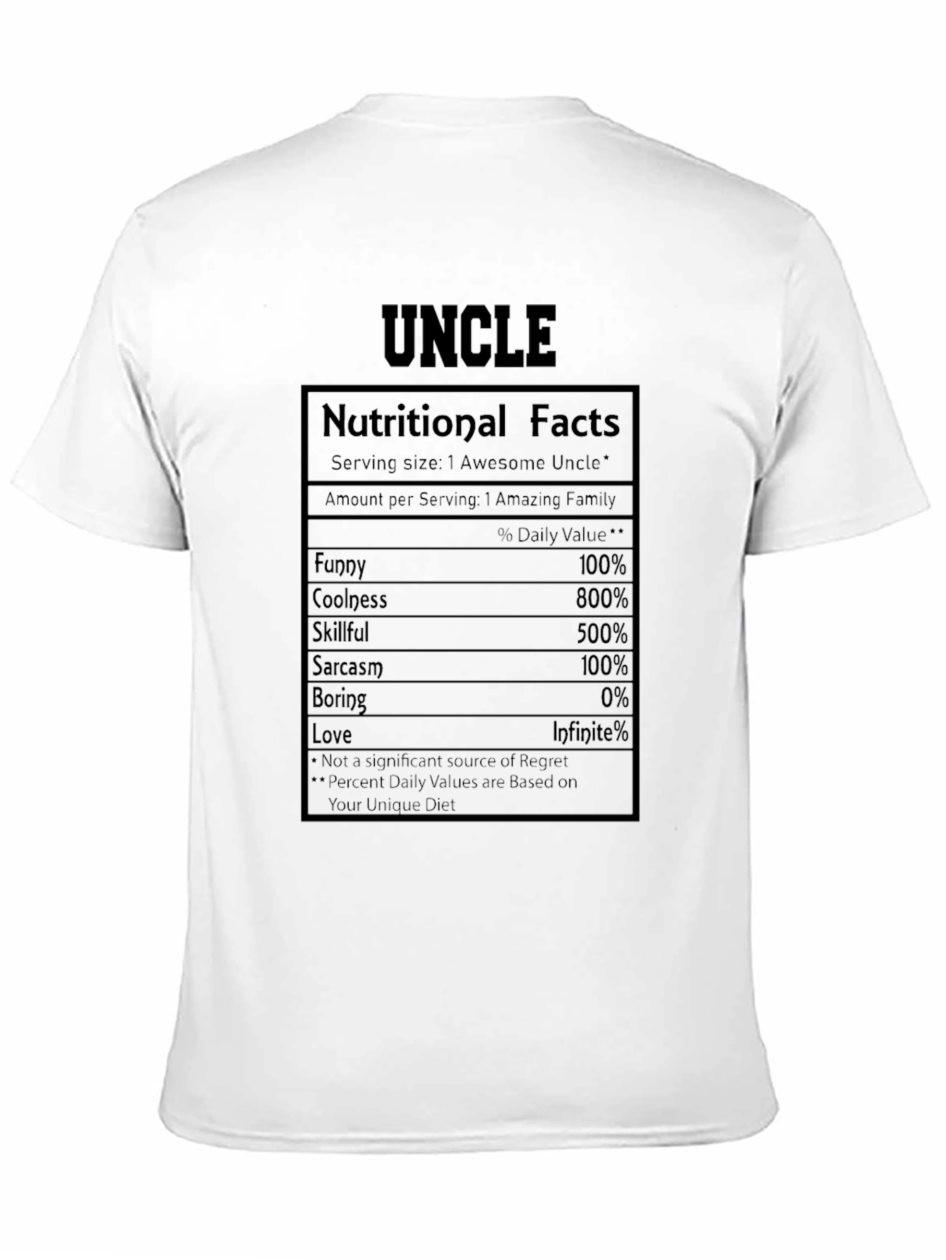 Awesome Uncle Nutritional Facts T-Shirt