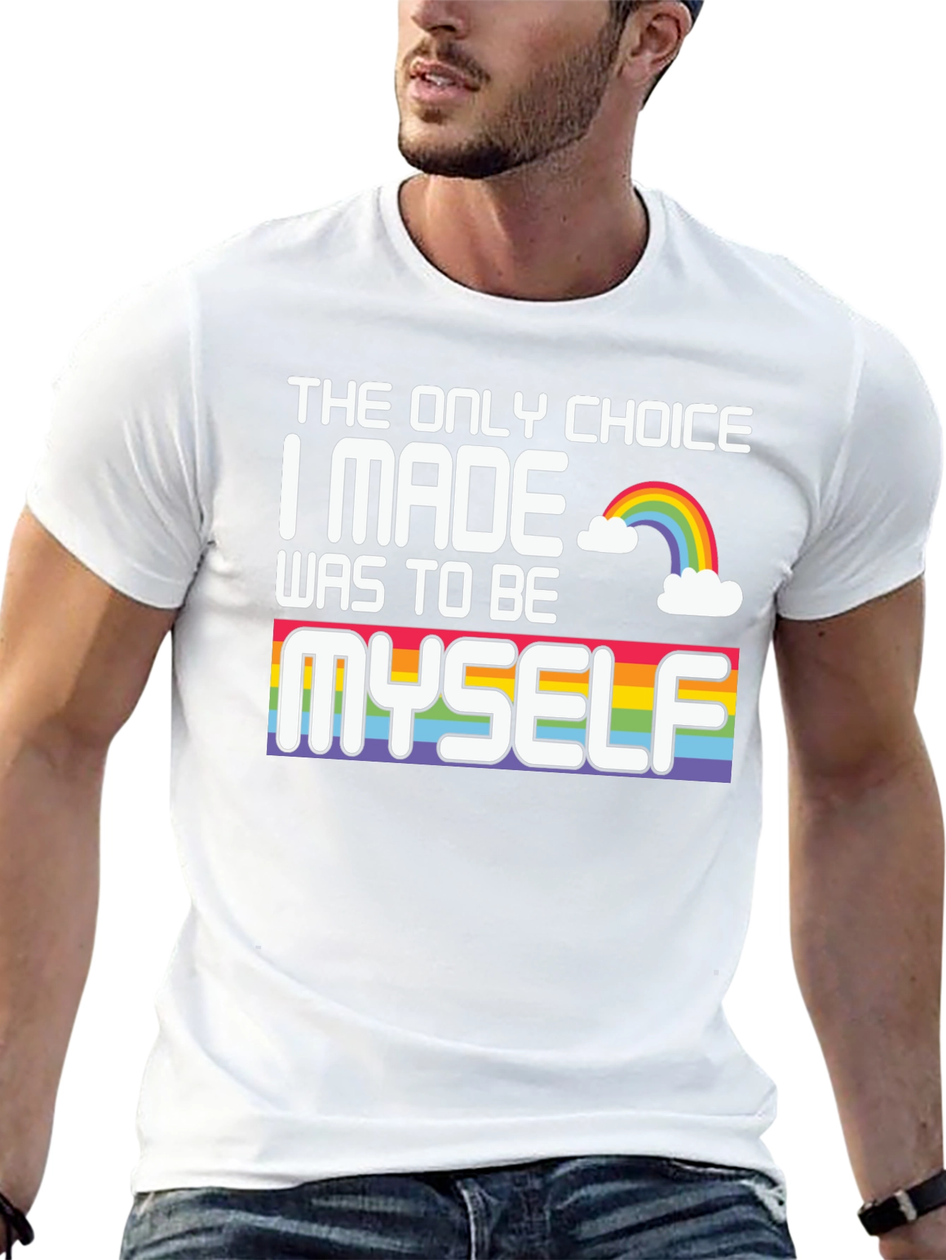 Be Myself Pride T-Shirt Rainbow Graphic Tee