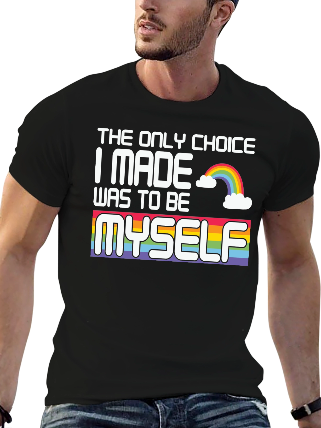 Be Myself Pride T-Shirt Rainbow Graphic Tee