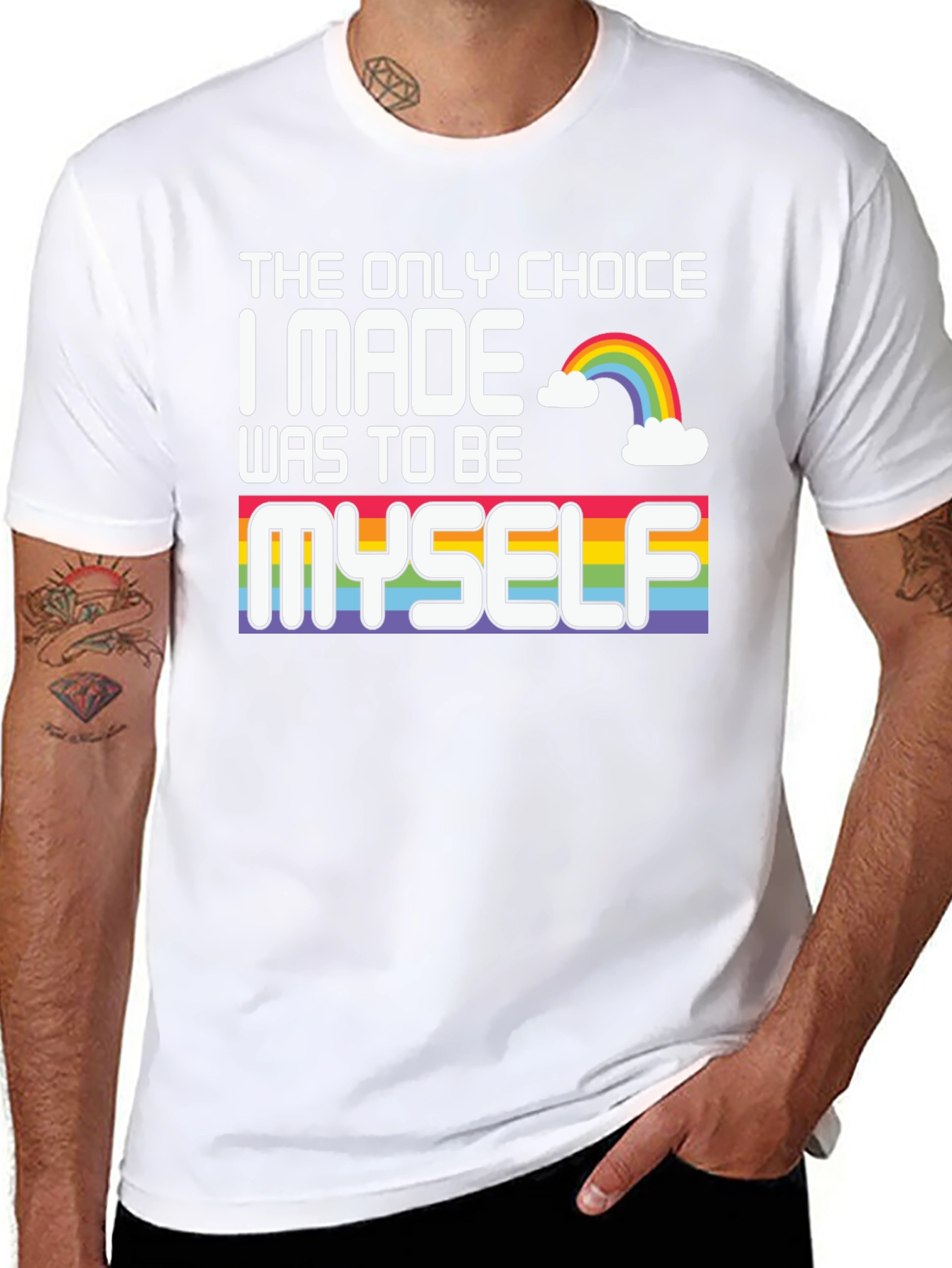 Be Myself Pride T-Shirt Rainbow Graphic Tee