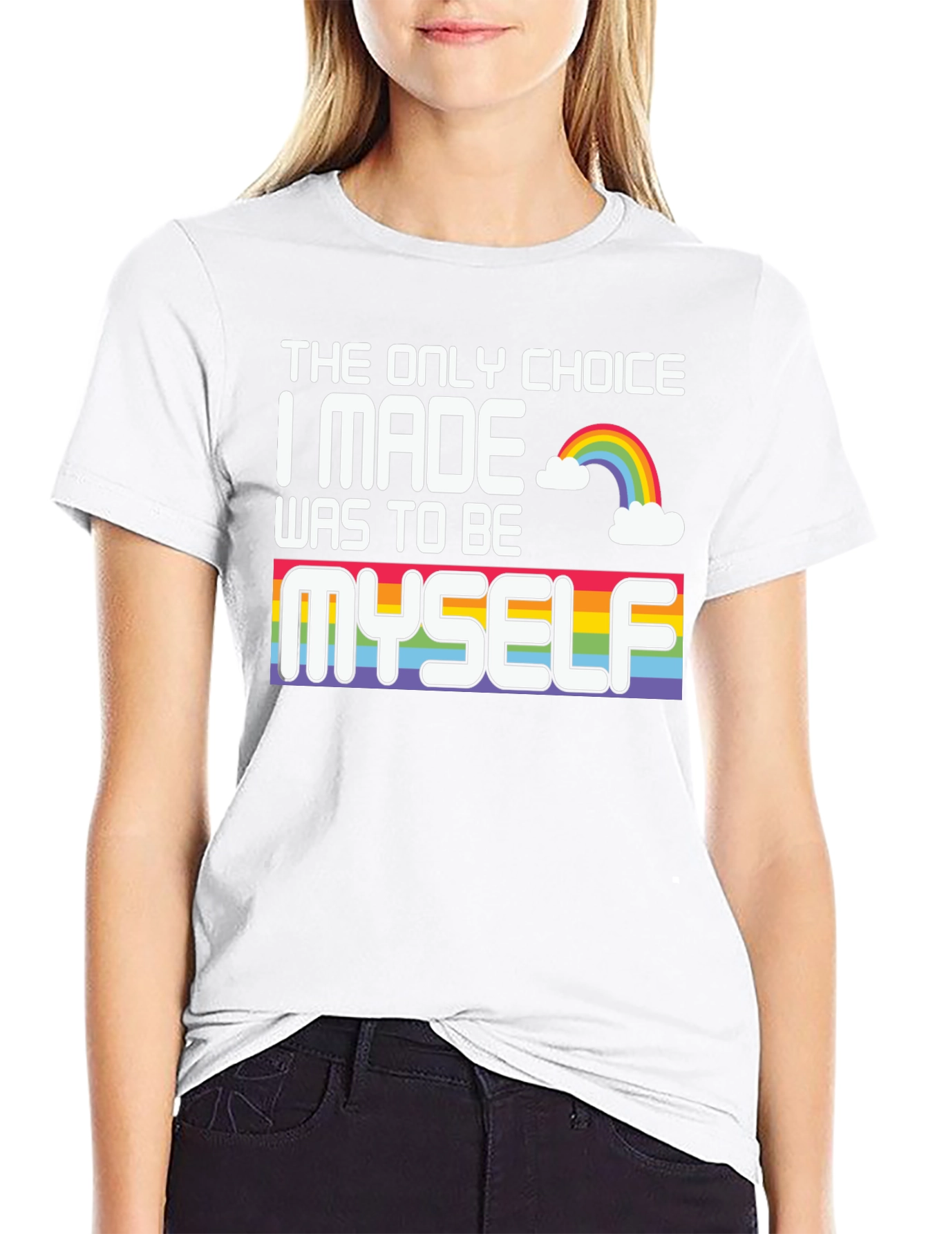 Be Myself Pride T-Shirt Rainbow Graphic Tee