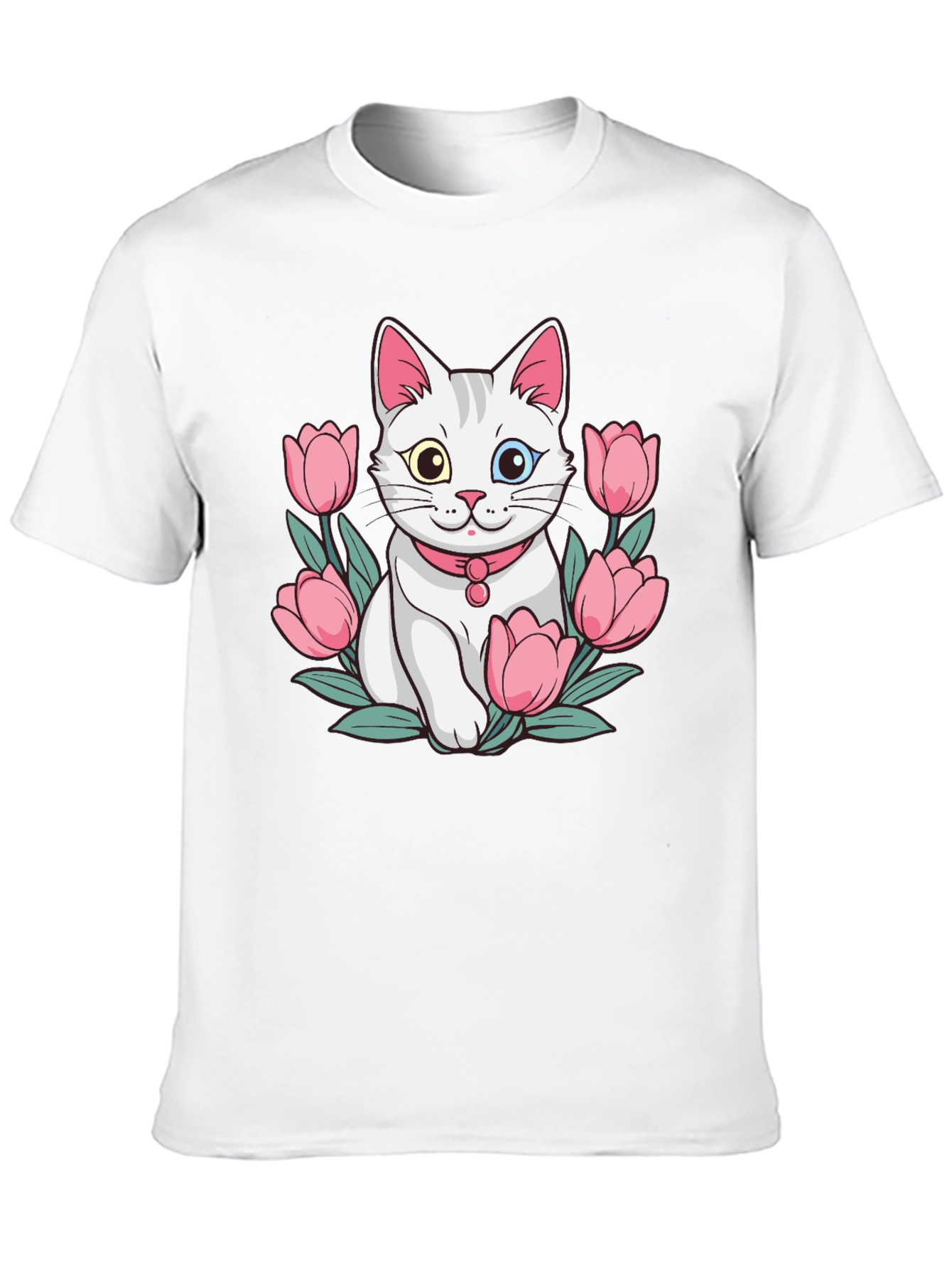 Cat & Tulip Graphic T-Shirt