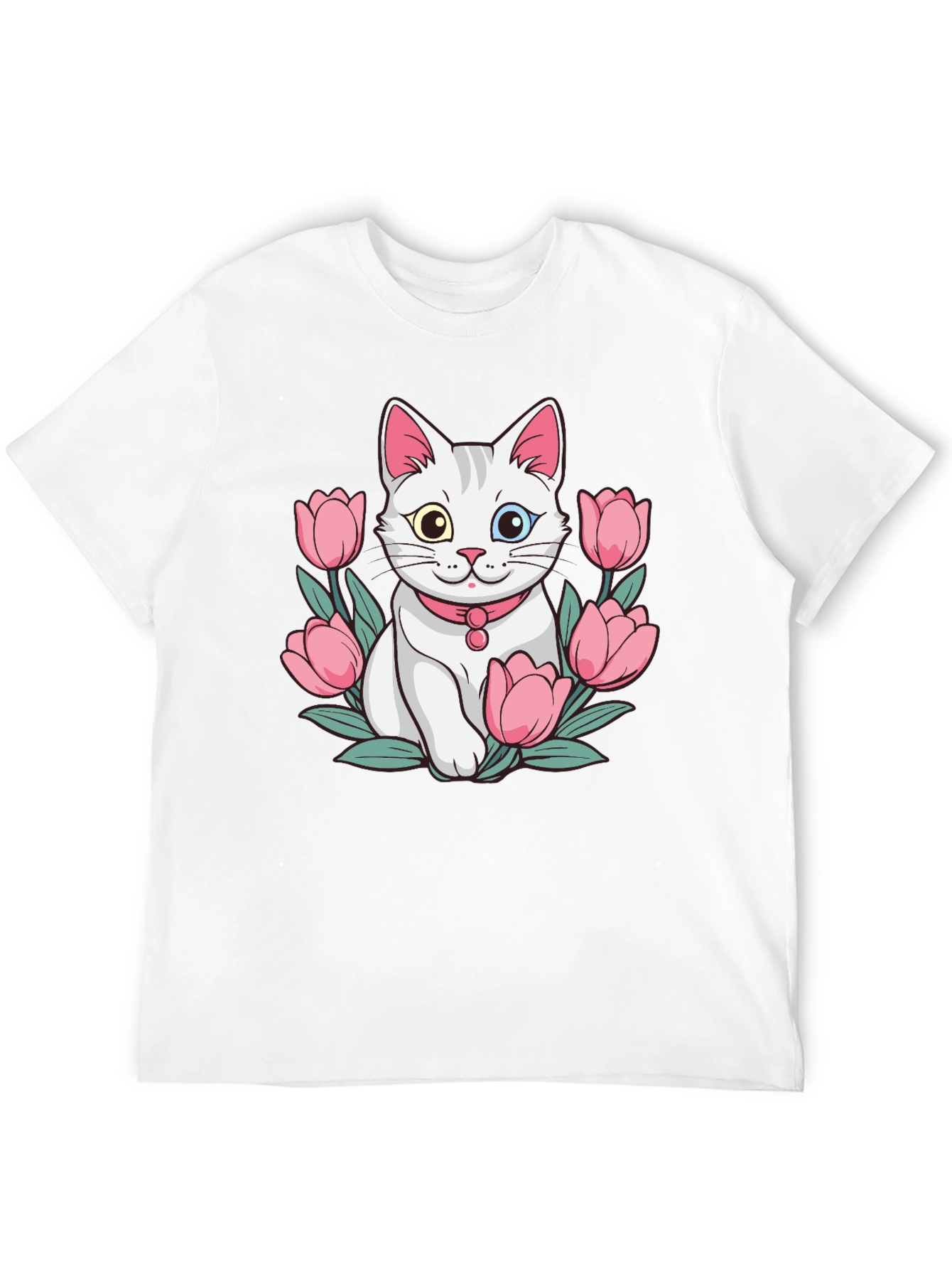 Cat & Tulip Graphic T-Shirt