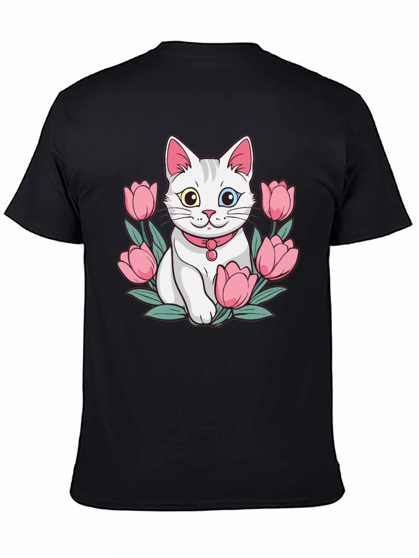 Cat & Tulip Graphic T-Shirt