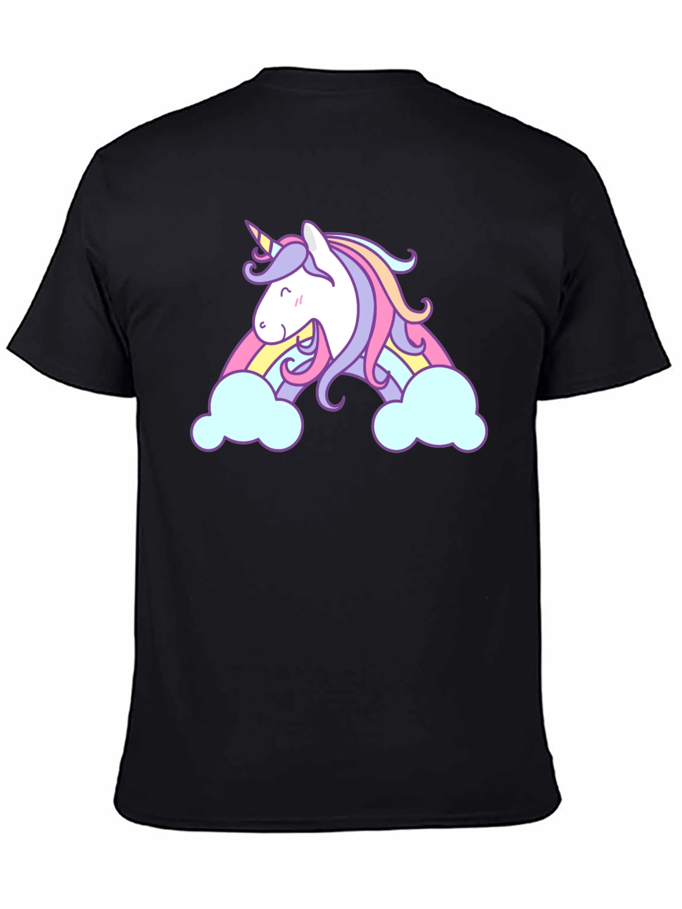 Unicorn Rainbow Graphic Black T-Shirt