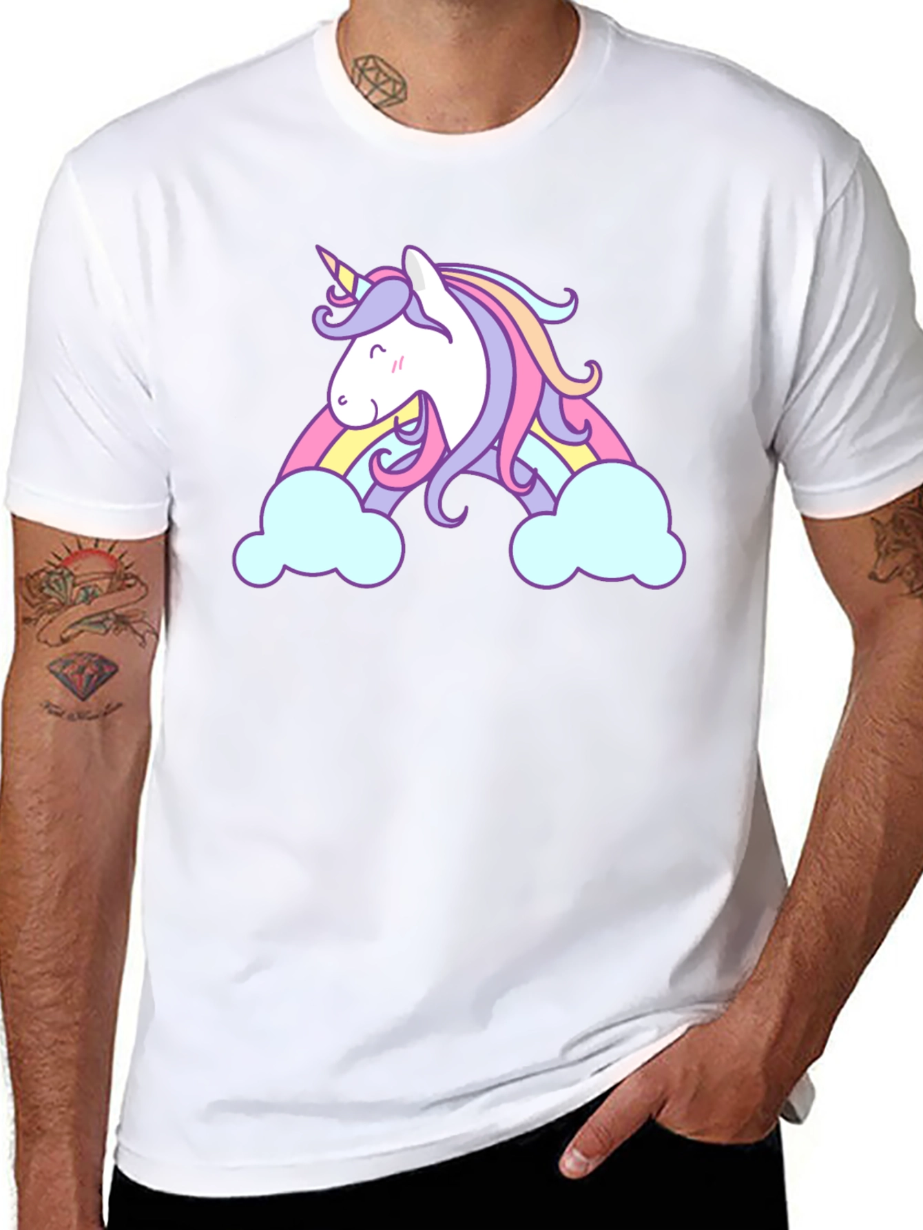Unicorn Rainbow Graphic Black T-Shirt