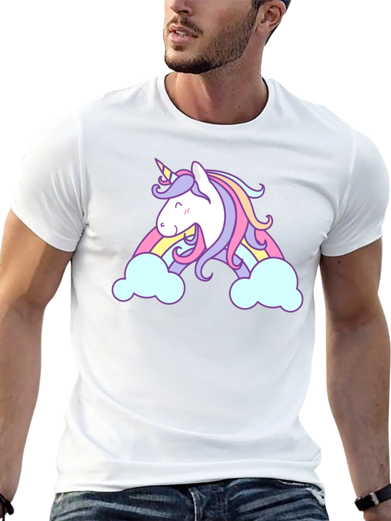 Unicorn Rainbow Graphic Black T-Shirt