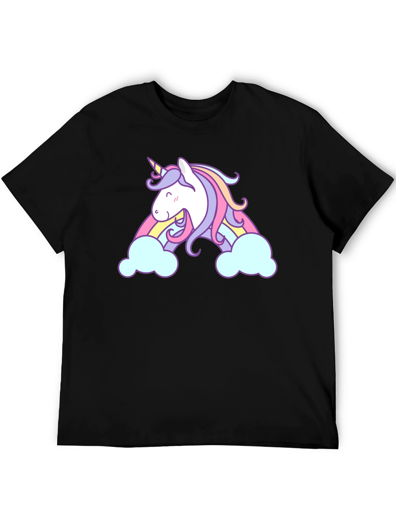 Unicorn Rainbow Graphic Black T-Shirt