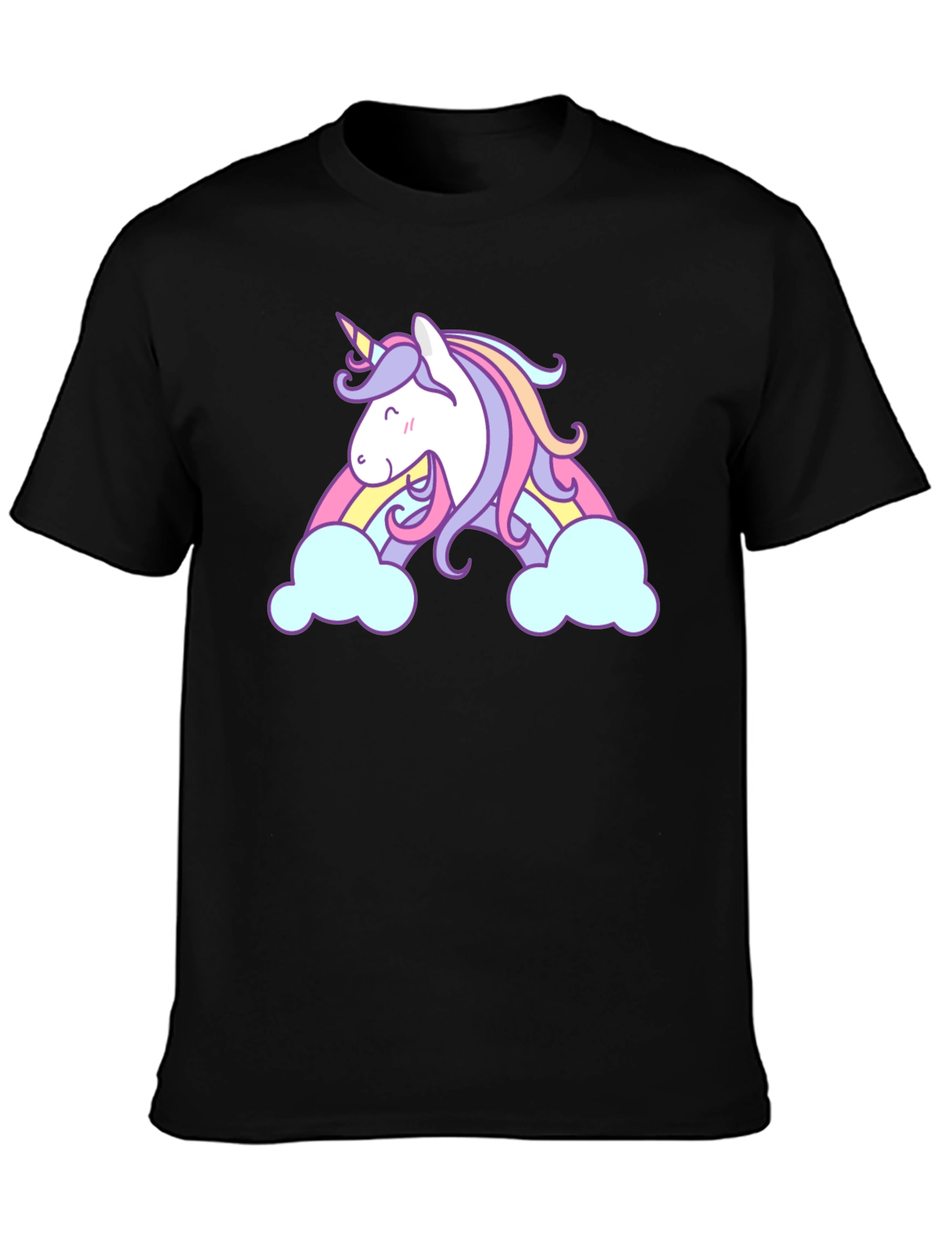 Unicorn Rainbow Graphic Black T-Shirt
