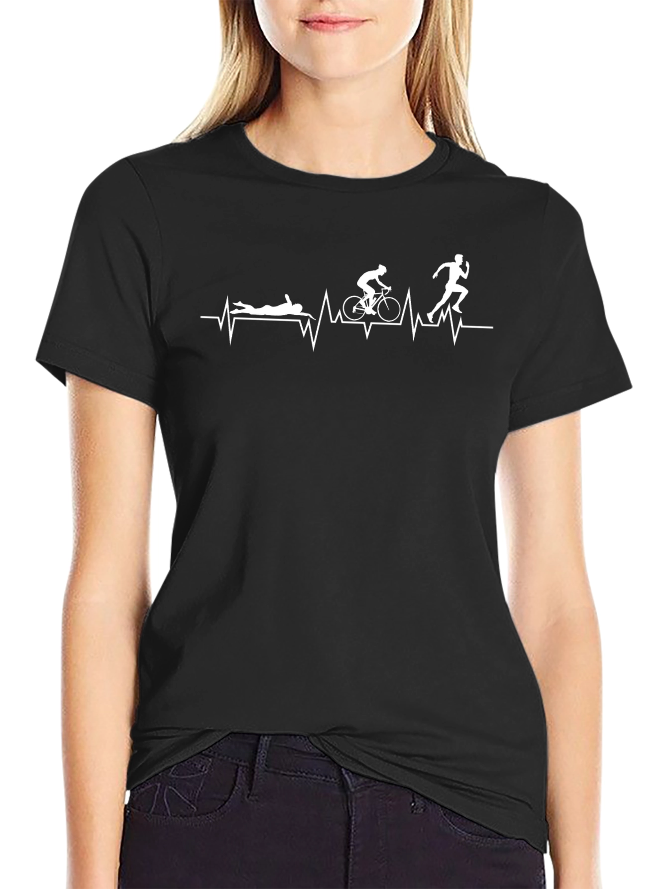 Triathlon Heartbeat T-Shirt: Swim Bike Run