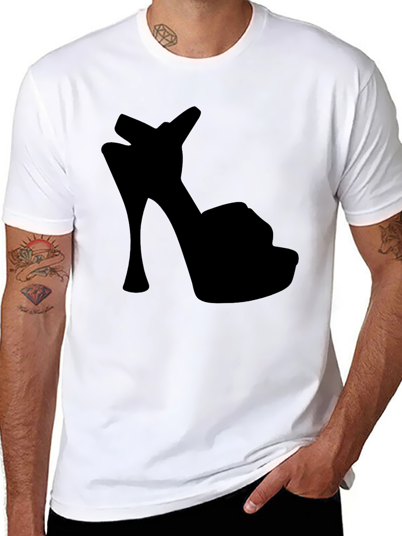 Stylish Heel Graphic Tee - Black