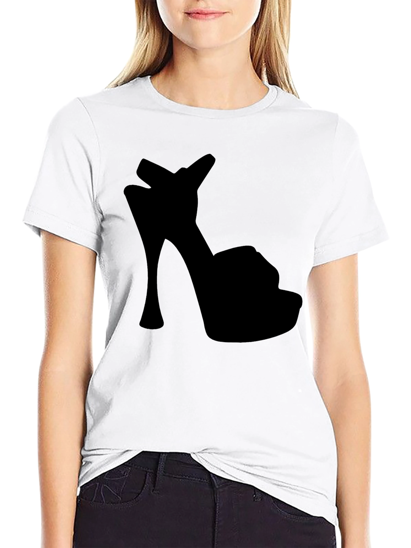 Stylish Heel Graphic Tee - Black