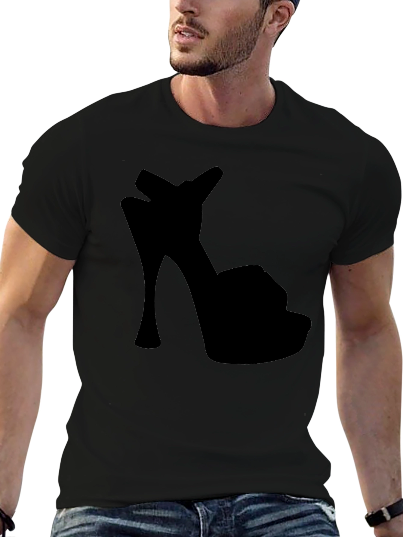 Stylish Heel Graphic Tee - Black