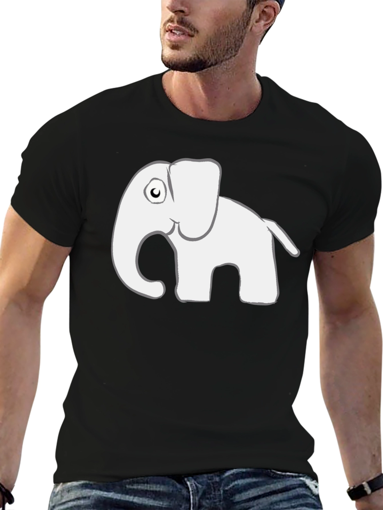 Elephant Graphic Black T-Shirt - Mens