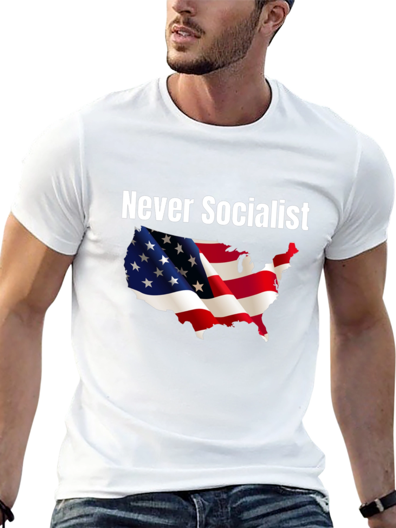 Never Socialist Patriotic T-Shirt