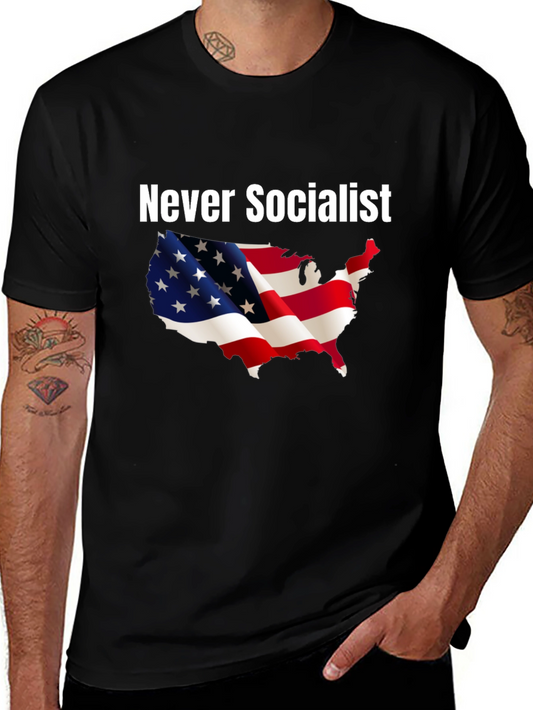 Never Socialist Patriotic T-Shirt