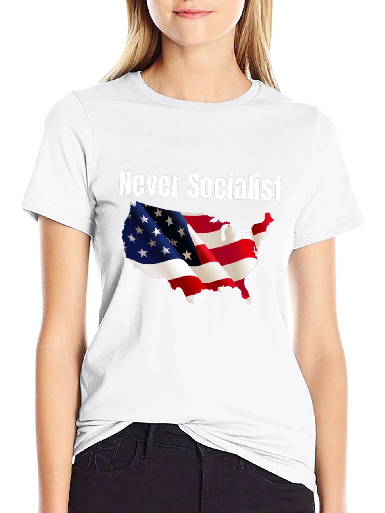 Never Socialist Patriotic T-Shirt