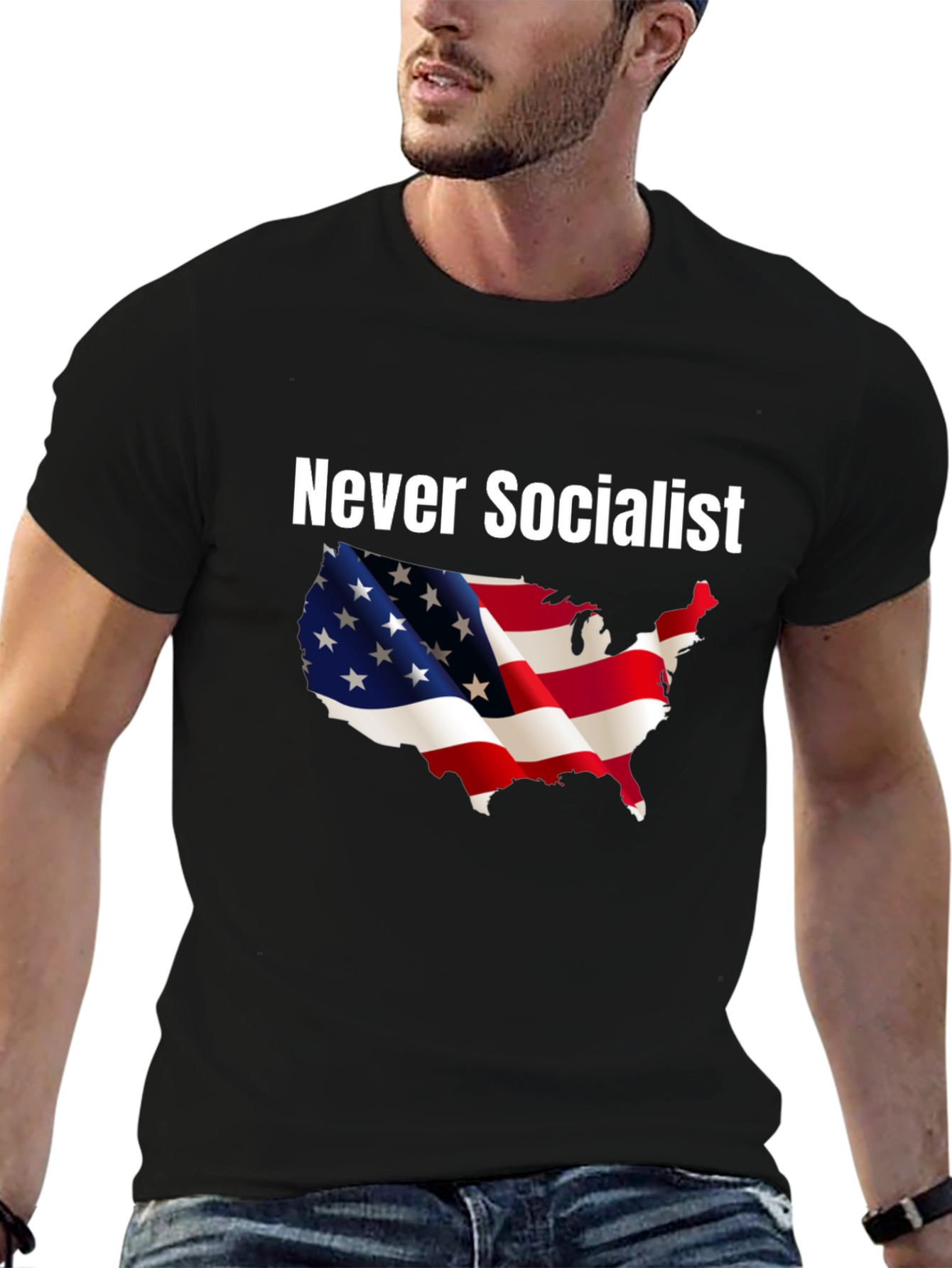 Never Socialist Patriotic T-Shirt