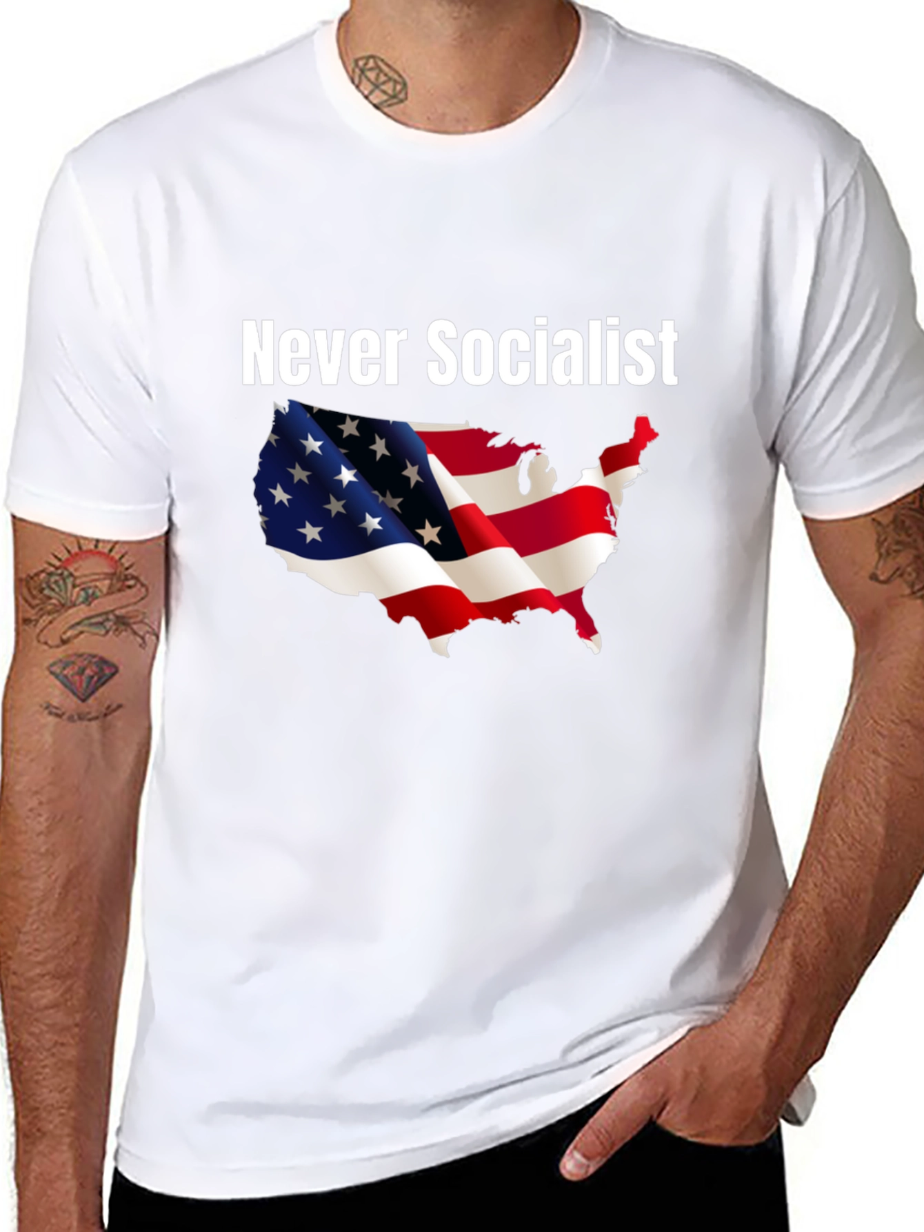 Never Socialist Patriotic T-Shirt