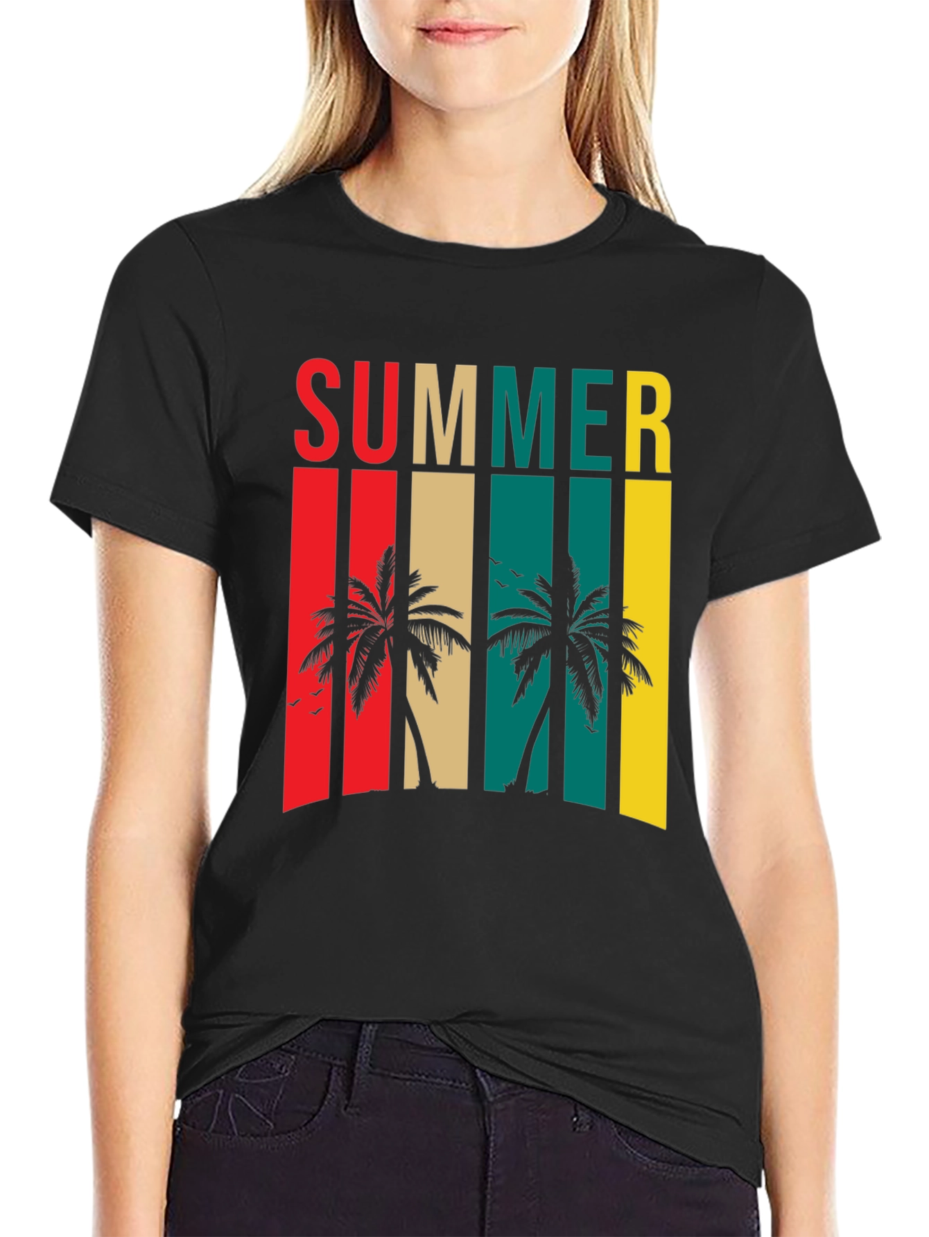 Summer Palm Tree Retro Style Graphic Tee