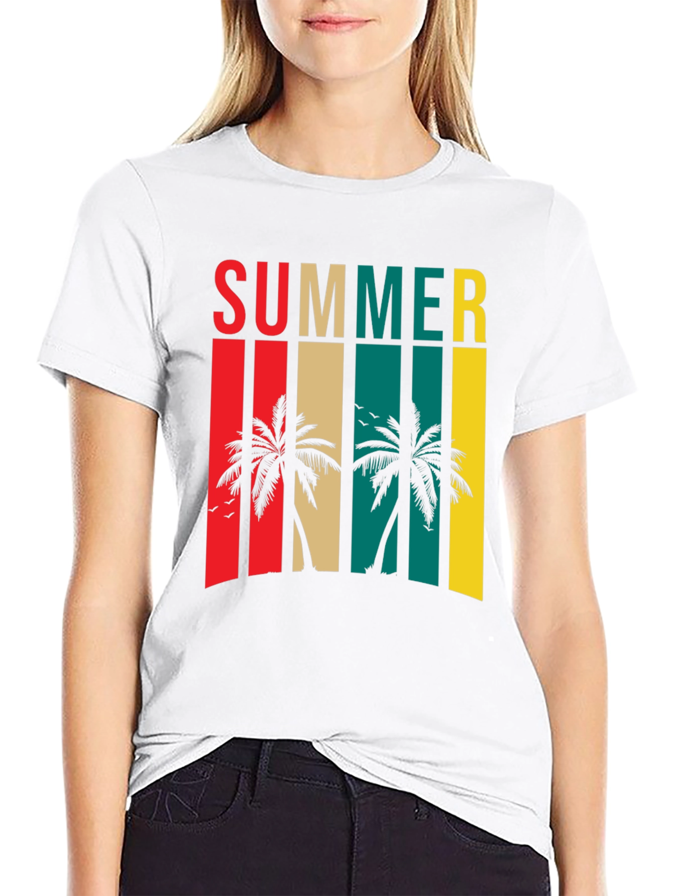 Summer Palm Tree Retro Style Graphic Tee