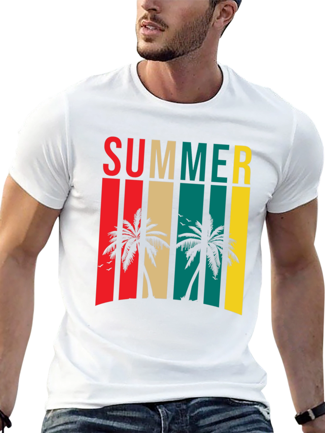 Summer Palm Tree Retro Style Graphic Tee