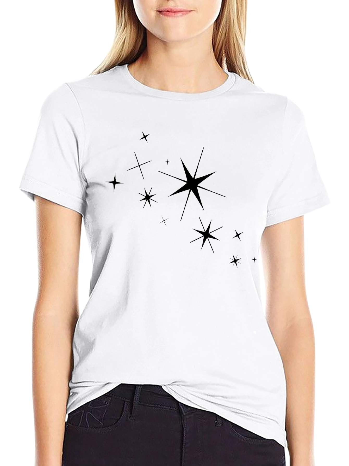 Stylish Black Graphic Tee - Star Design