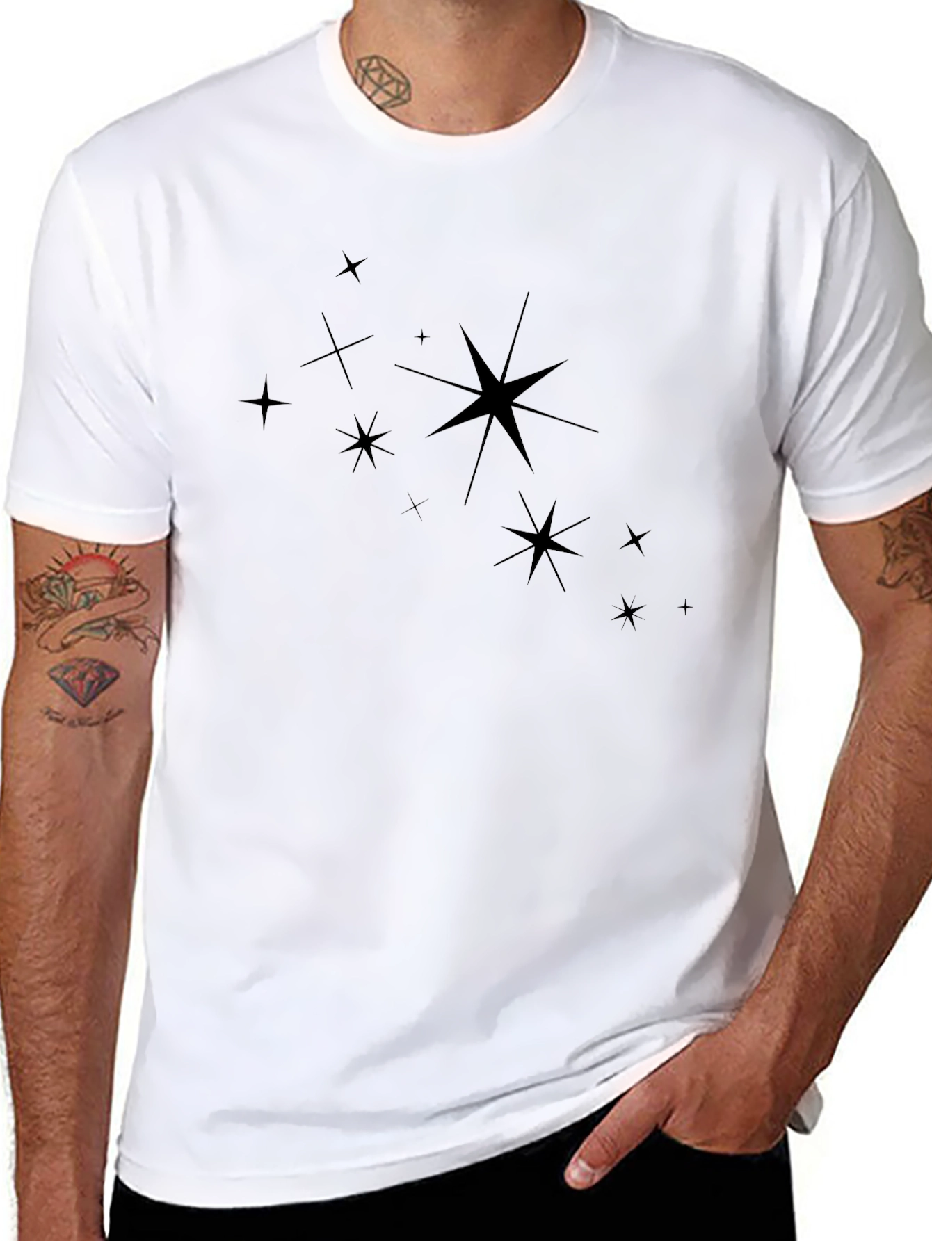 Stylish Black Graphic Tee - Star Design
