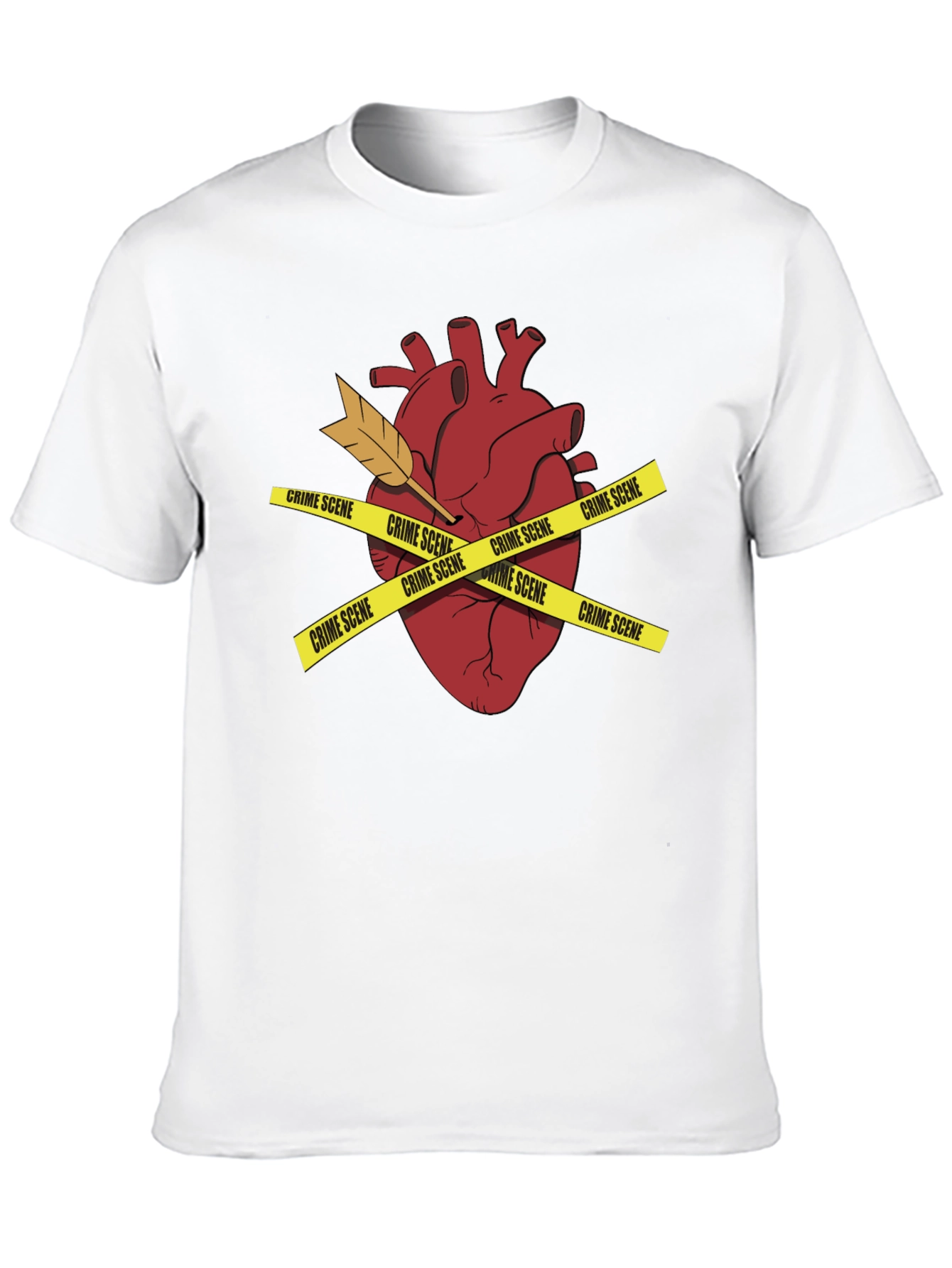 Crime Scene Heart Mens Black T-Shirt