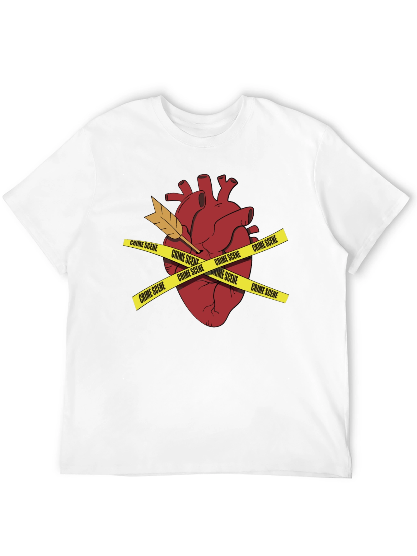 Crime Scene Heart Mens Black T-Shirt