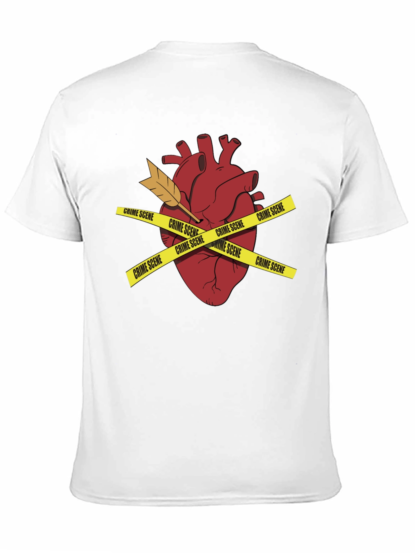 Crime Scene Heart Mens Black T-Shirt