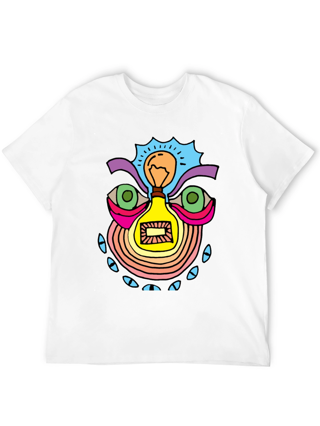 Abstract Light Bulb Face Graphic Tee - Black